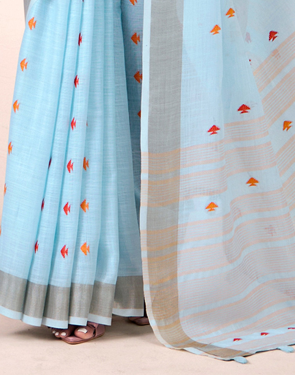 Sky Blue Silk Woven Saree