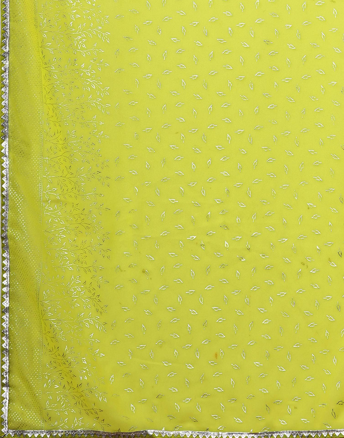 Lime Green Georgette Foil Printed Saree