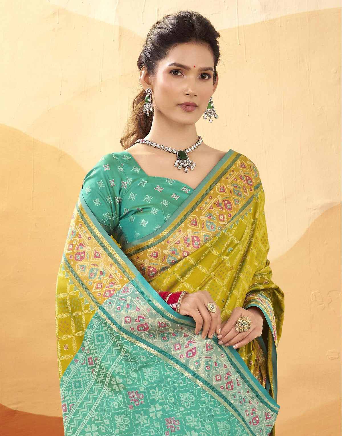 Green Silk Woven Patola Saree