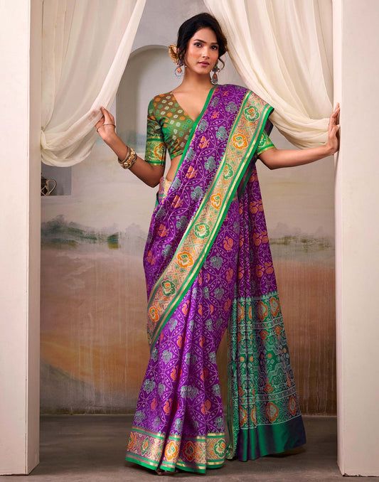 Purple Silk Woven Patola Saree
