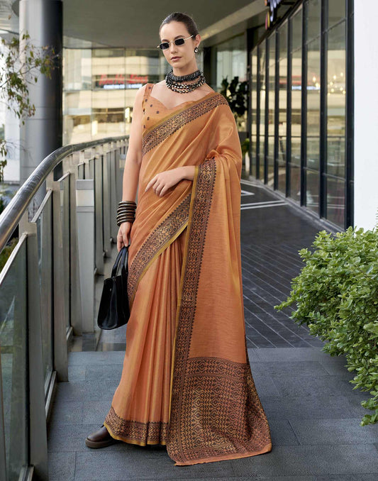 Brown Silk Woven Saree