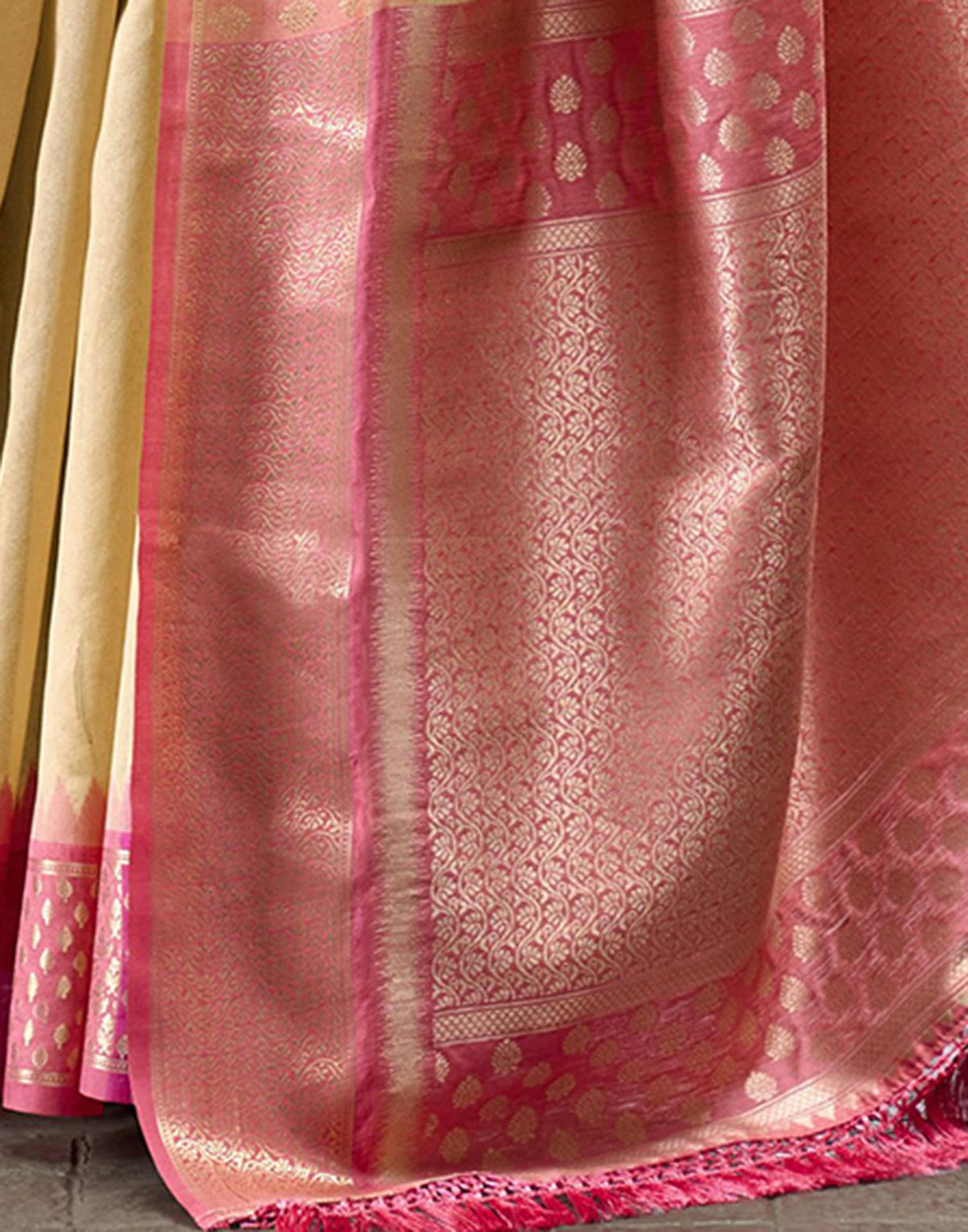 Dark Beige Silk Woven Saree