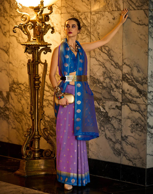 Purple Silk Woven Banarasi Saree