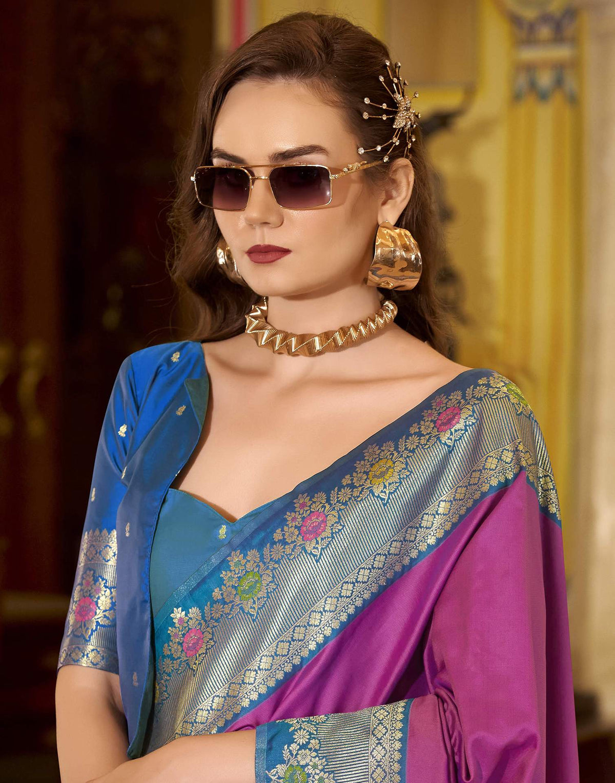 Rani Pink Silk Woven Saree