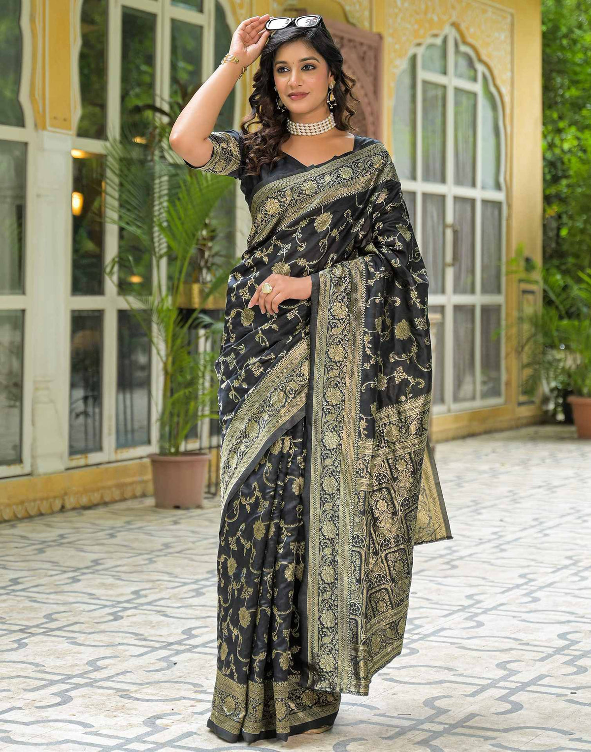 Black Silk Woven Banarasi Saree