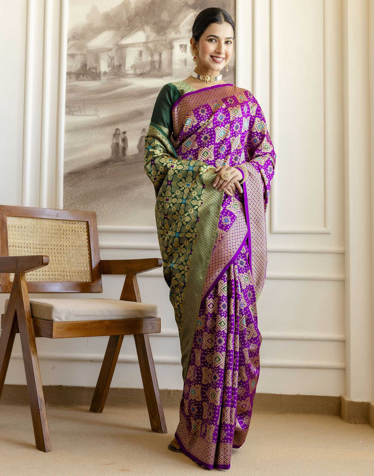 Purple Silk Woven Banarasi Saree