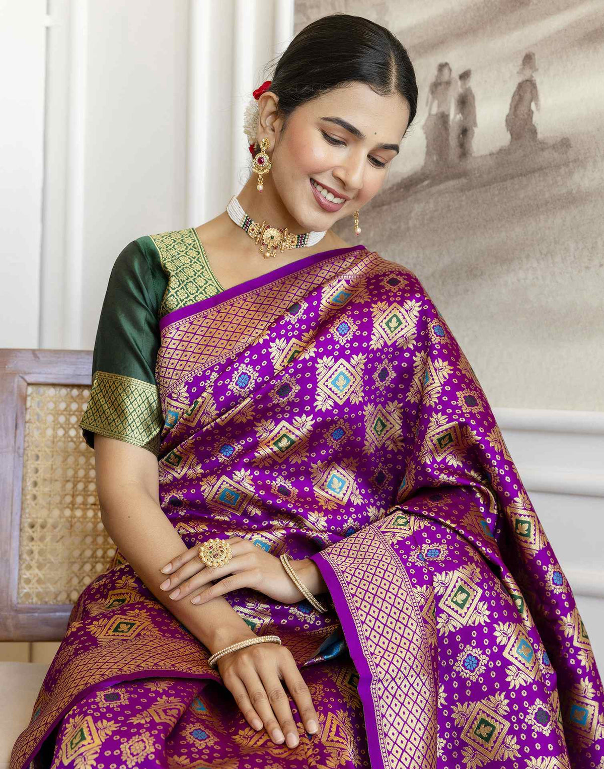 Purple Silk Woven Banarasi Saree