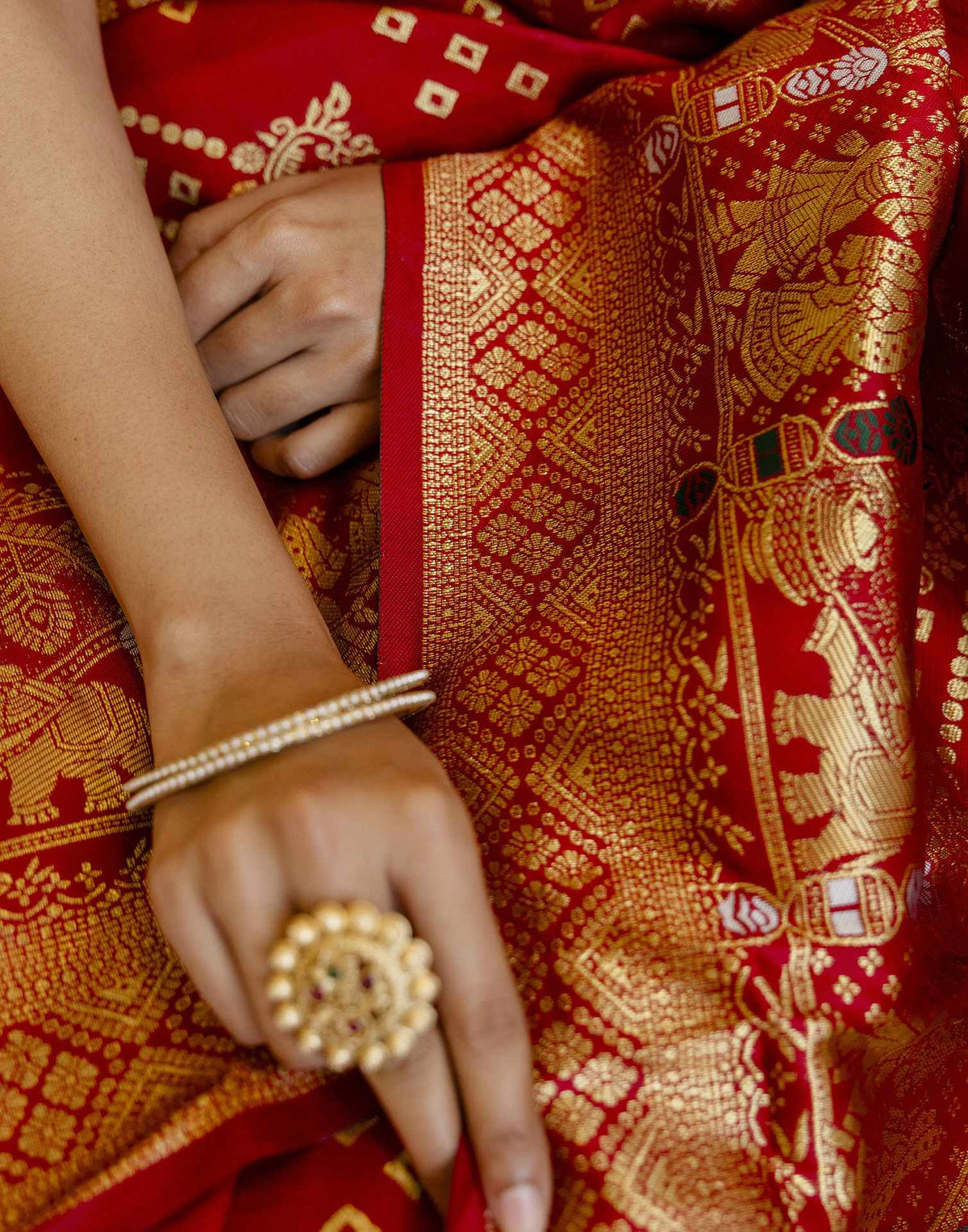 Red Silk Woven Banarasi Saree