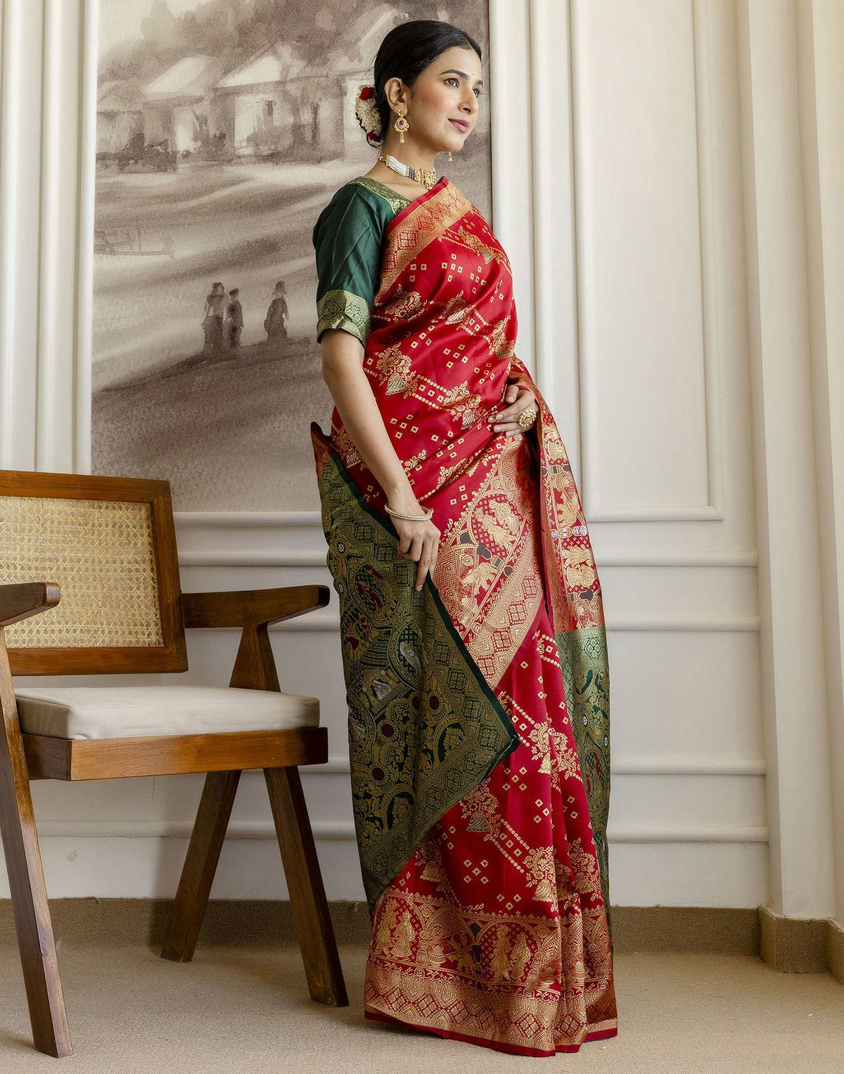 Red Silk Woven Banarasi Saree