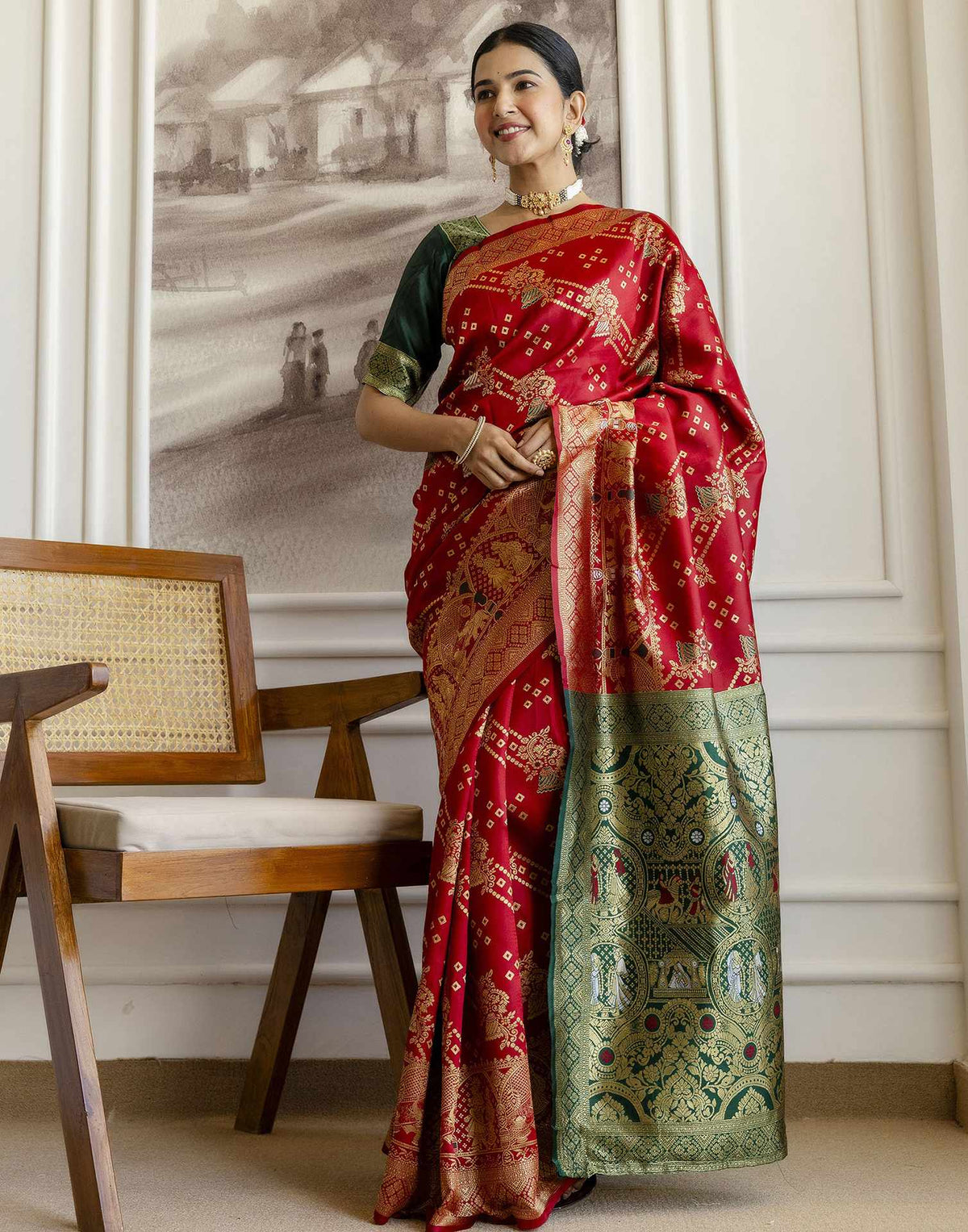 Red Silk Woven Banarasi Saree