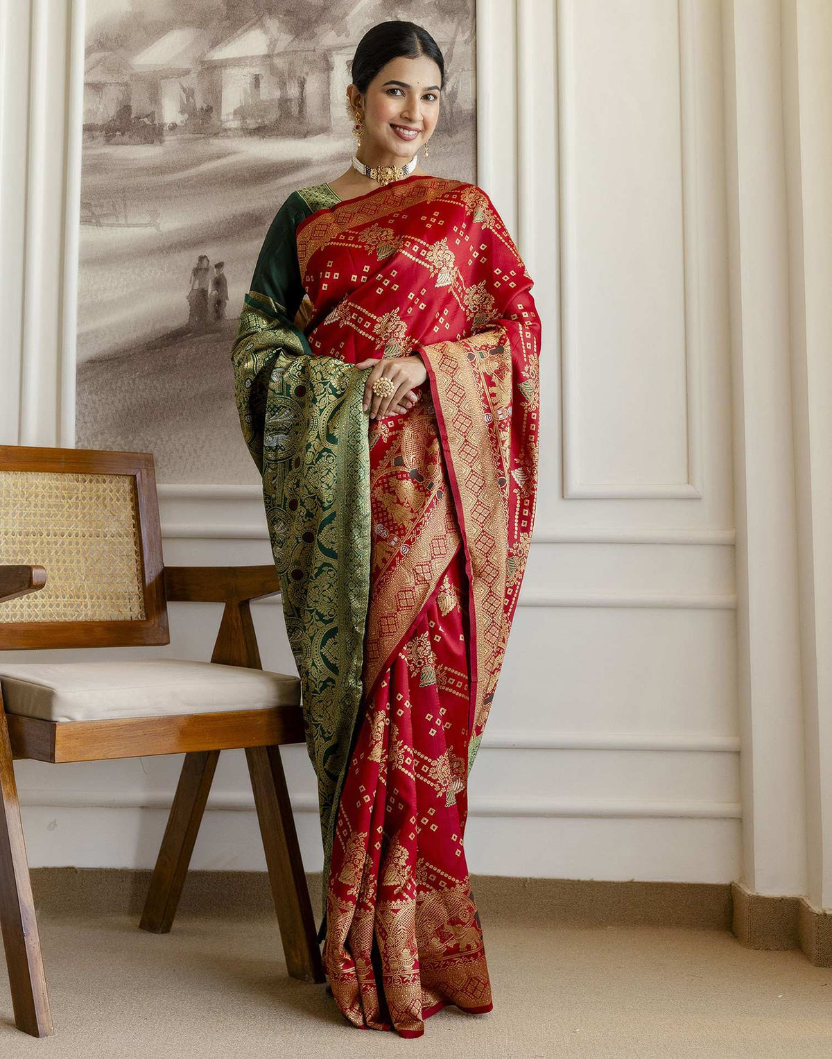Red Silk Woven Banarasi Saree