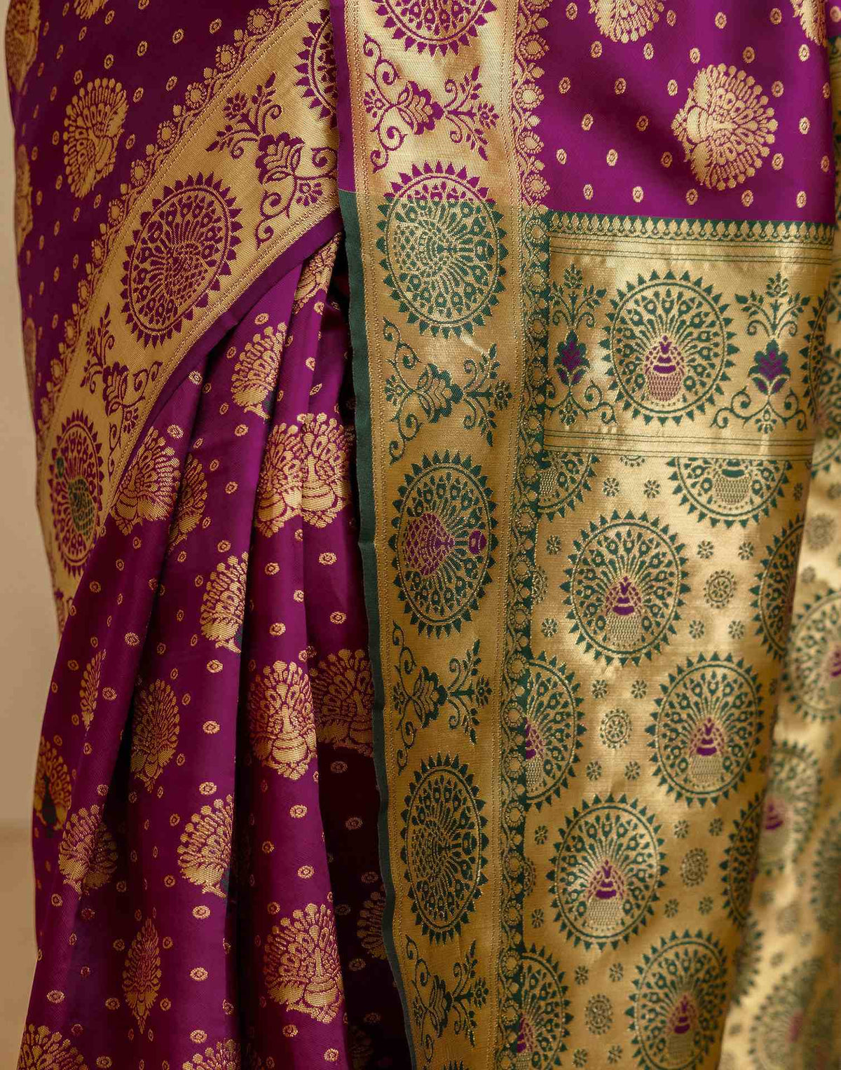 Dark Purple Silk Woven Banarasi Saree