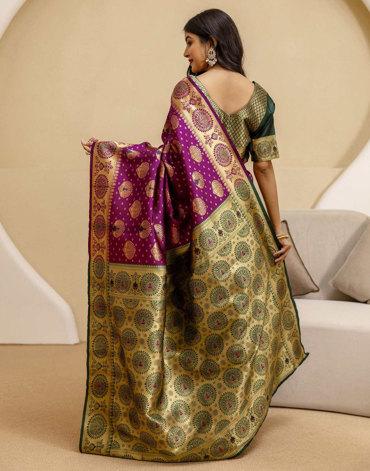 Dark Purple Silk Woven Banarasi Saree