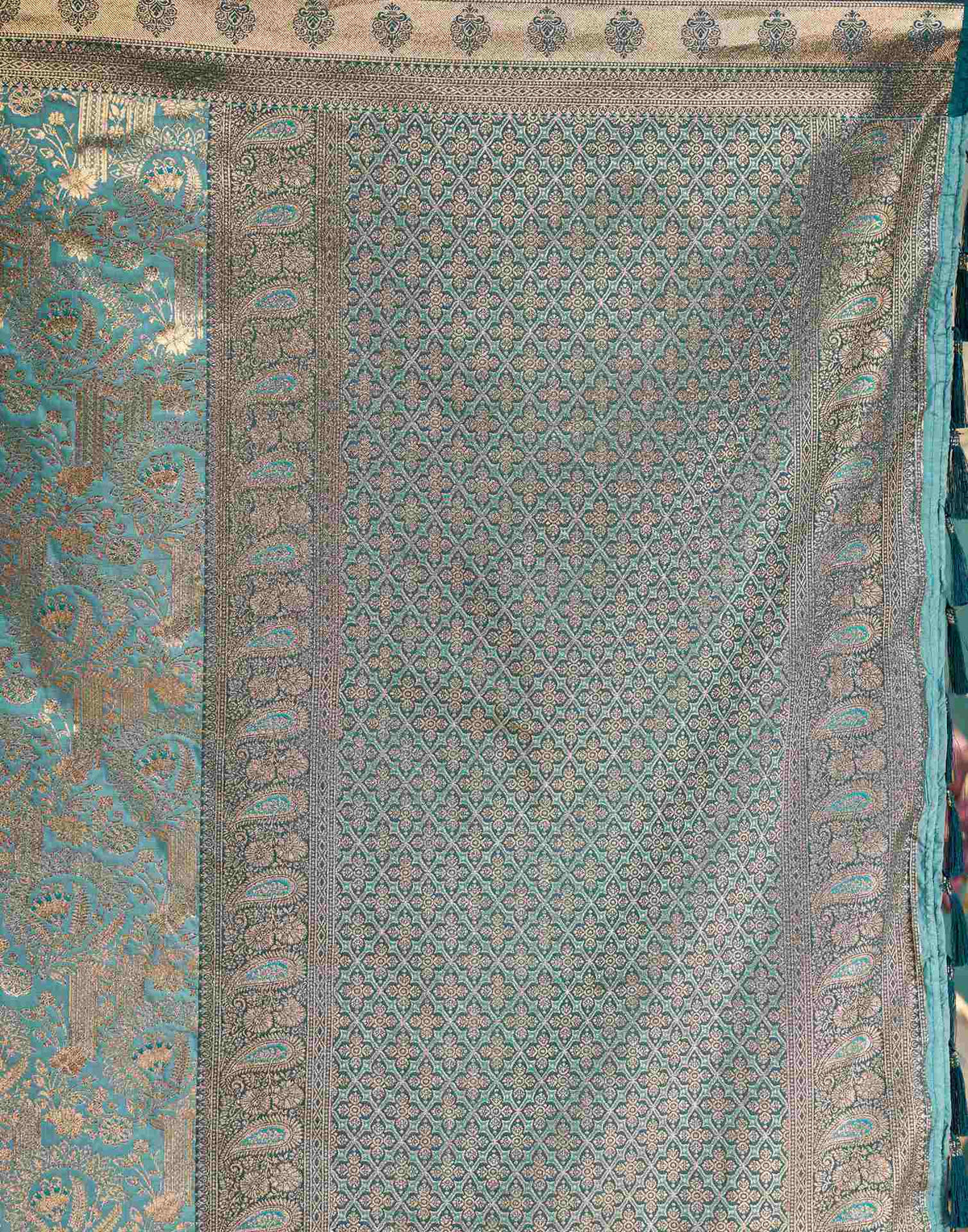 Sea Green Silk Woven Banarasi Saree