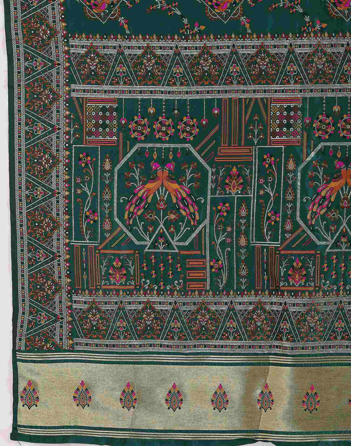 Rama Green Silk Woven Saree