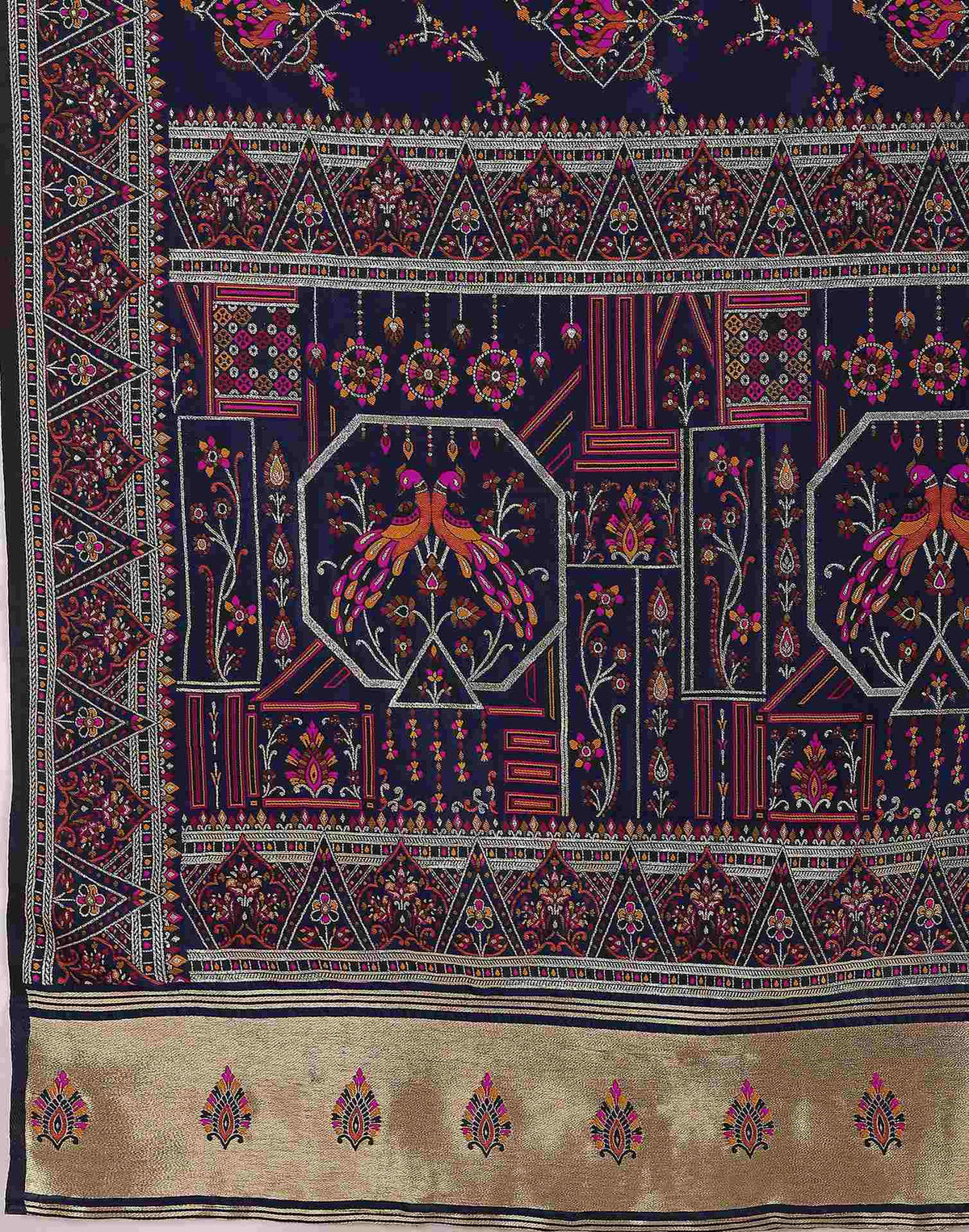 Navy Blue Silk Woven Saree