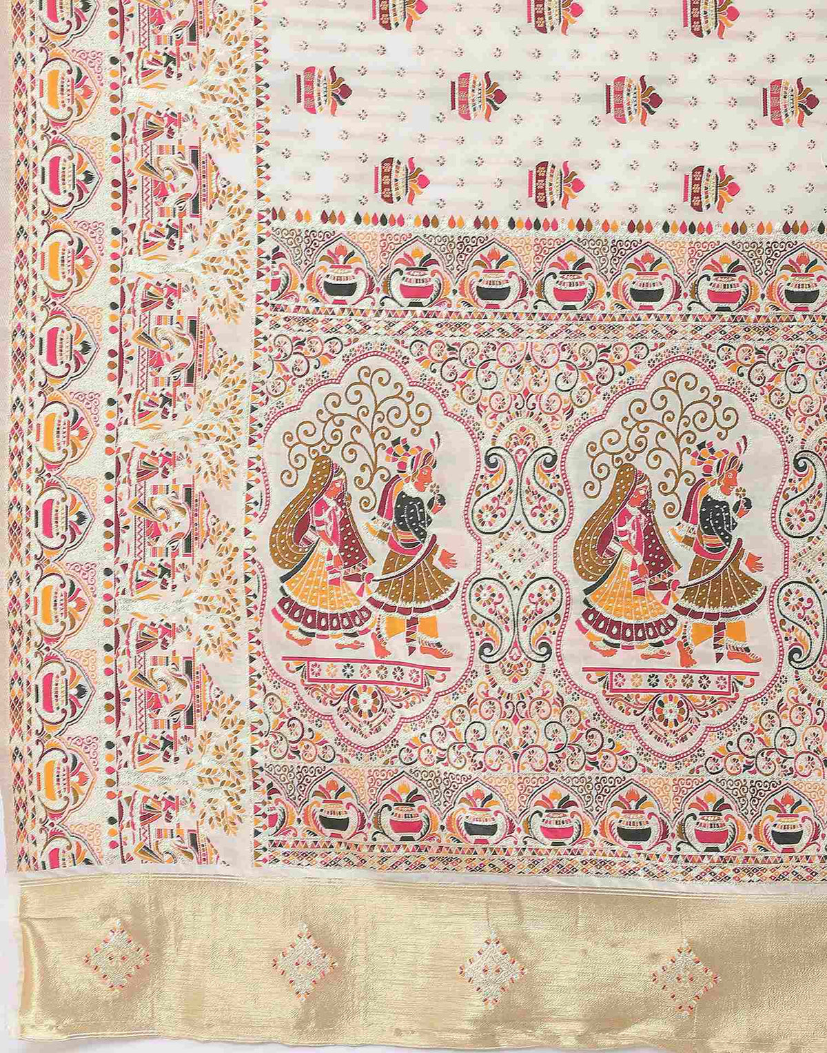 Off White Silk Woven Saree
