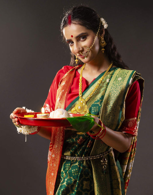 Green Silk Woven Saree