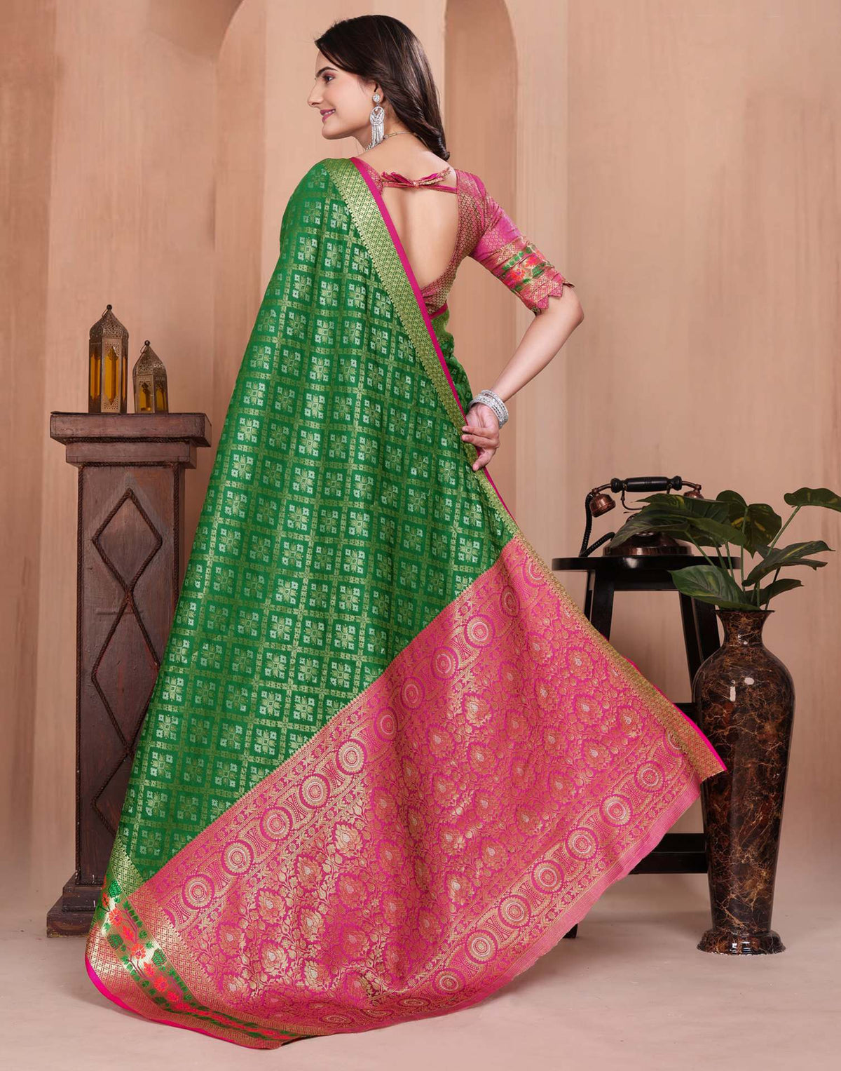 Green Silk Woven Patola Saree