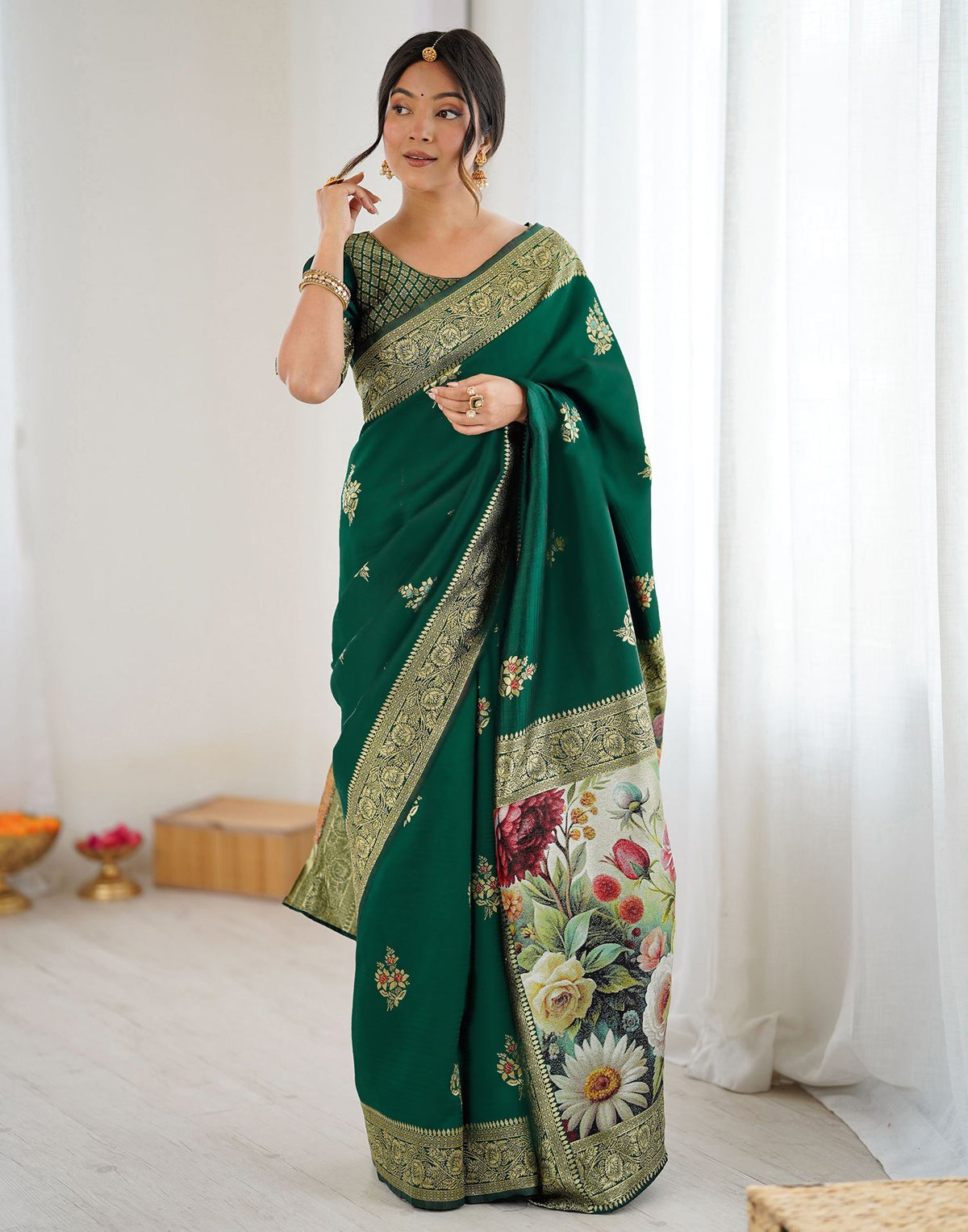 Green Silk Woven Saree