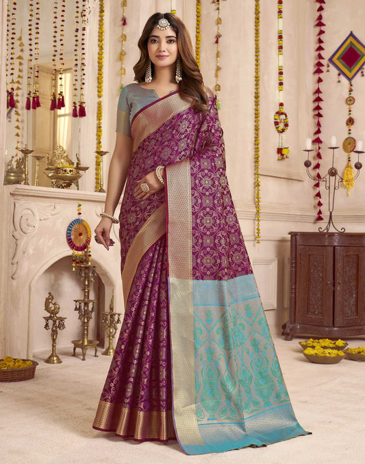 Dark Purple Silk Woven Patola Saree