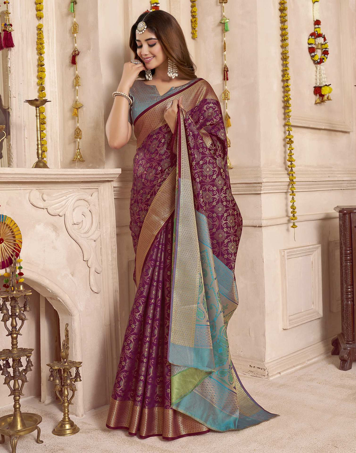 Dark Purple Silk Woven Patola Saree