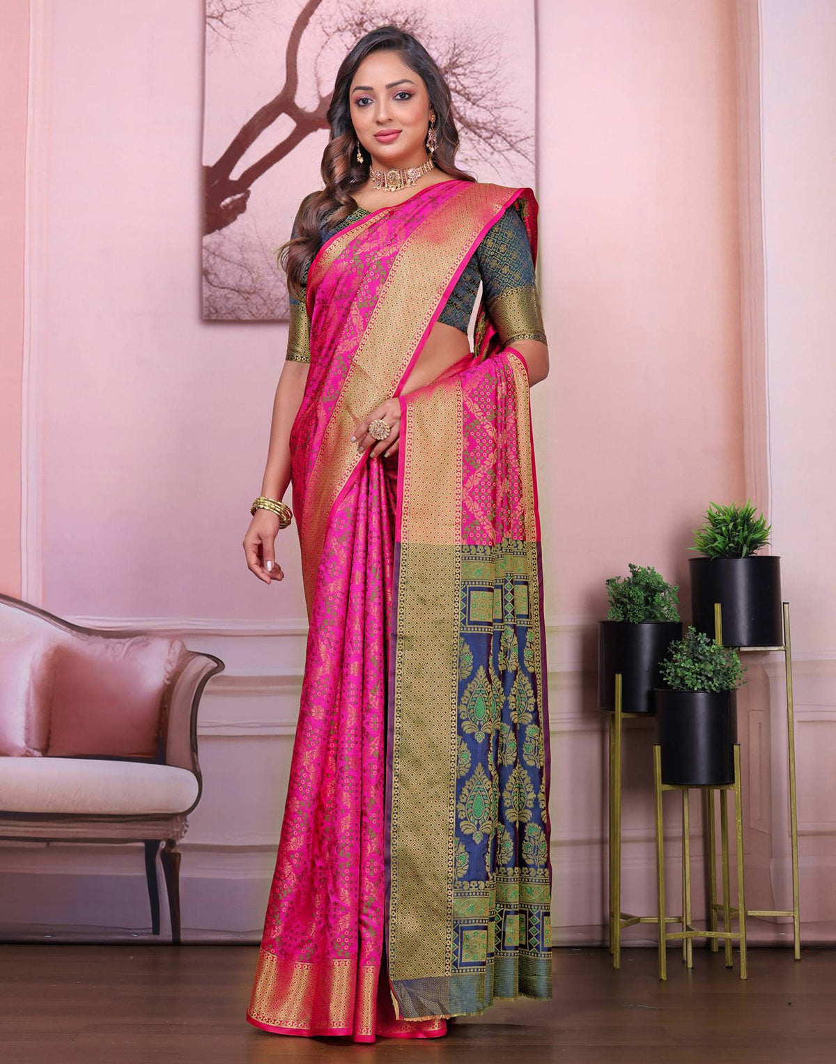 Magenta Silk Woven Patola Saree