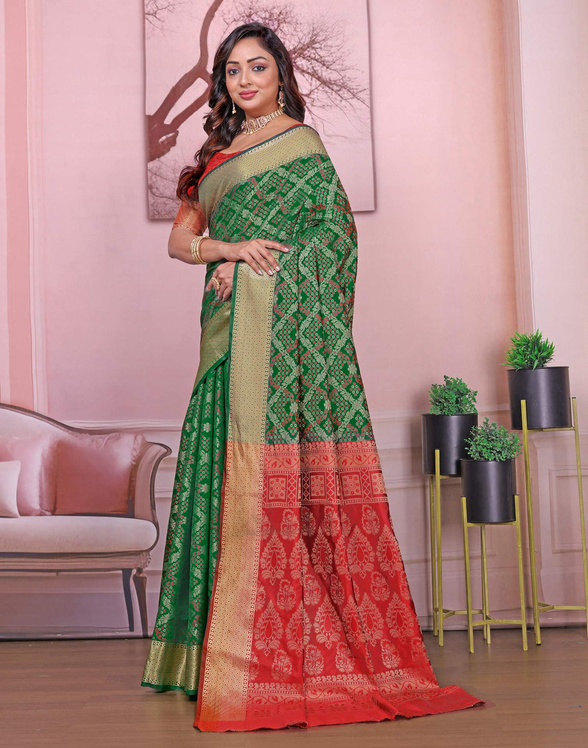 Green Silk Woven Patola Saree