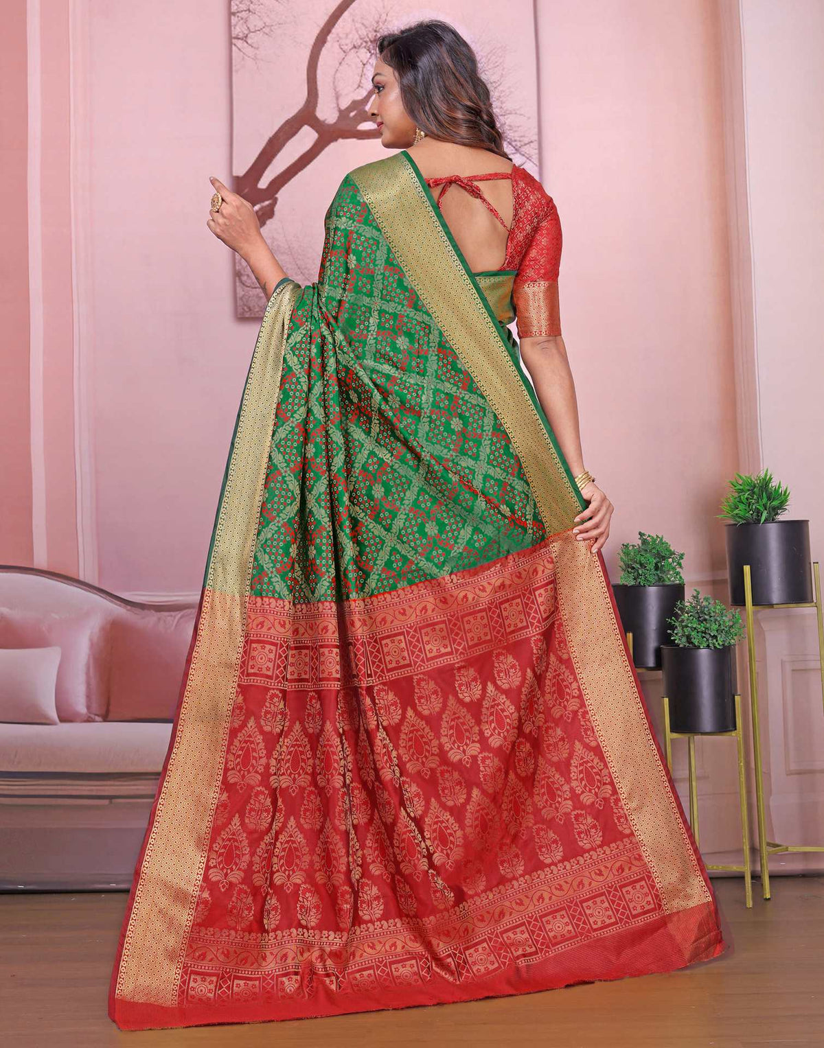 Green Silk Woven Patola Saree