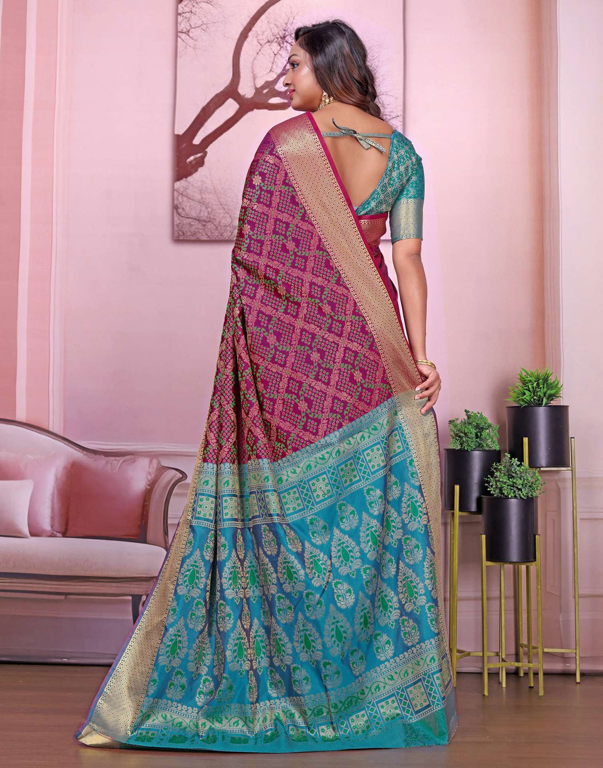 Dark Purple Silk Woven Patola Saree