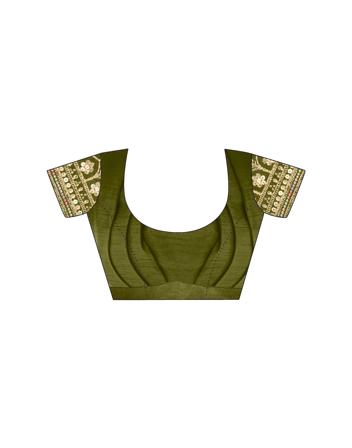 Olive Green Chinnon Sequence Lace Saree