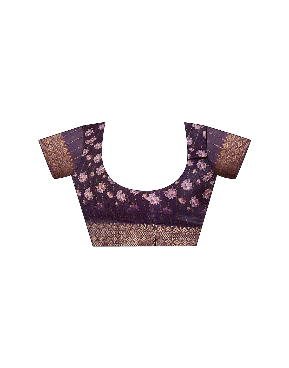 Purple Silk Floral Printed Saree