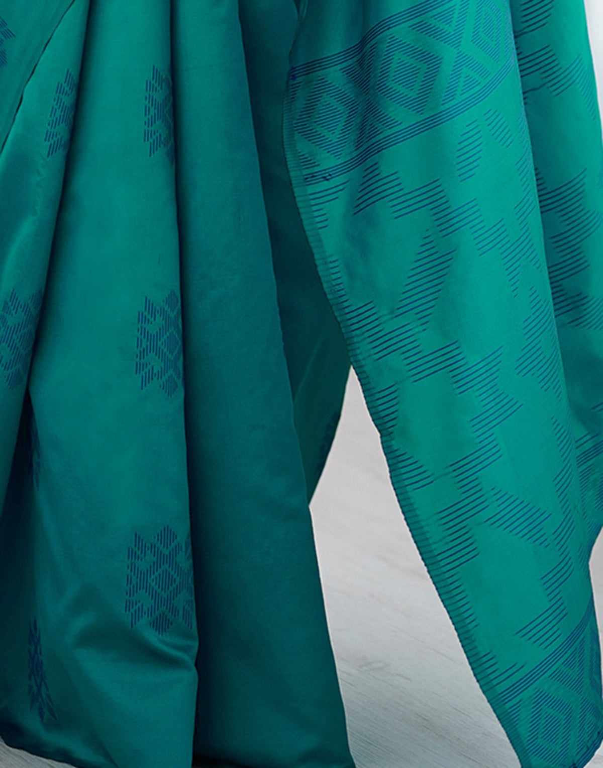Teal Green Silk Woven Saree