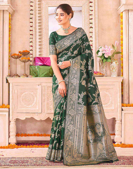 Green Silk Woven Banarasi Saree