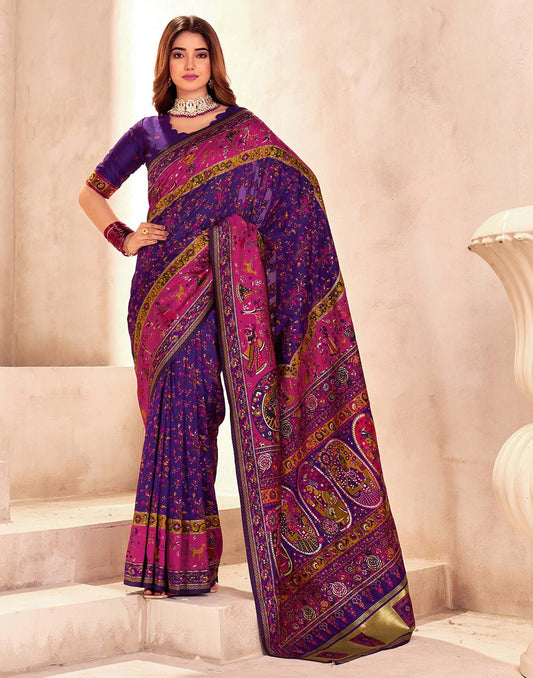 Purple Silk Woven Patola Saree