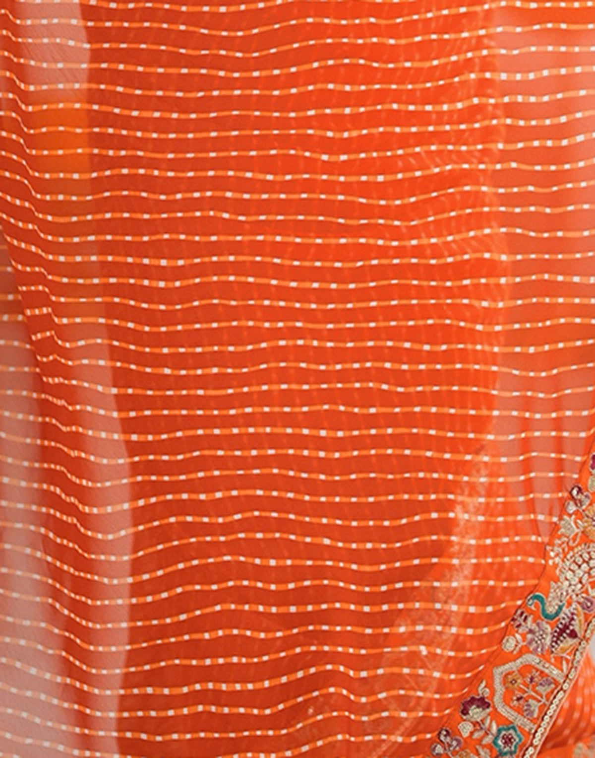 Orange Georgette Printed Laheriya Saree