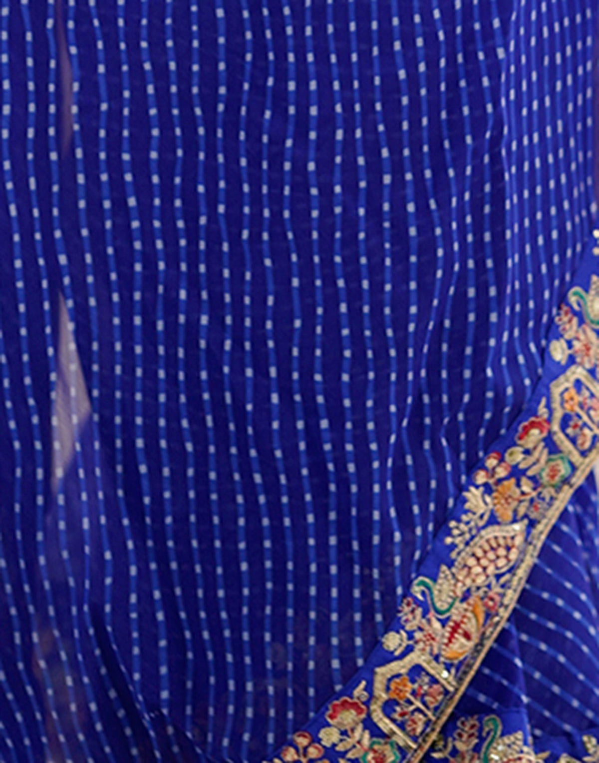 Blue Georgette Printed Laheriya Saree