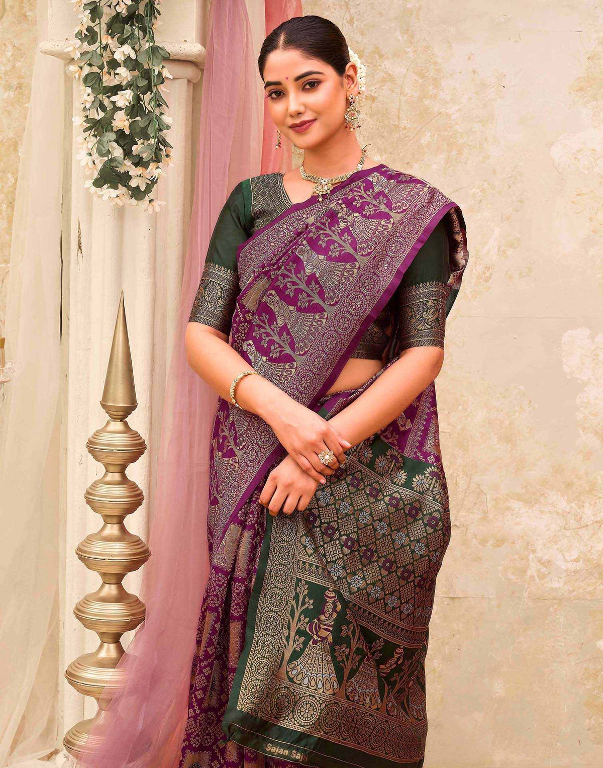 Purple Silk Woven Patola Saree