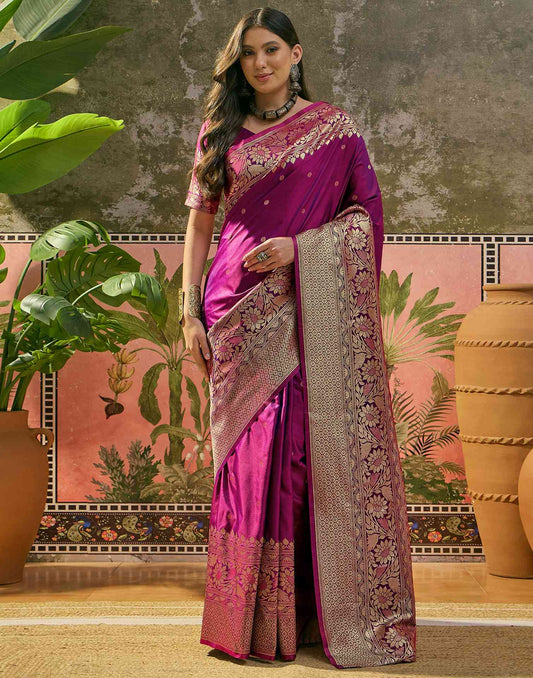 Purple Silk Woven Banarasi Saree