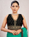 Black Silk Plain Embroidery Blouse