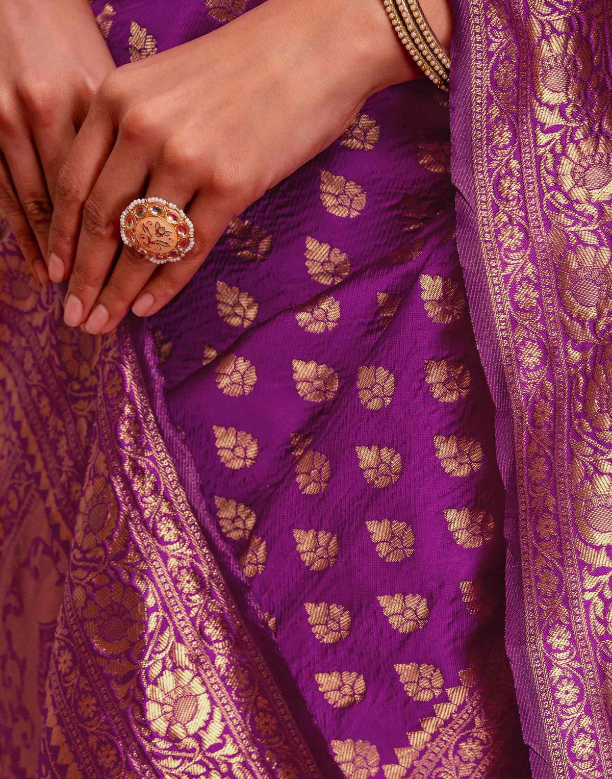Purple Silk Woven Banarasi Saree