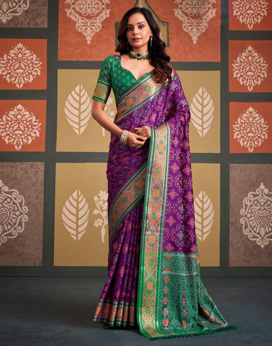 Purple Silk Woven Patola Saree