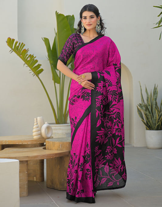 Pink Khadi Printed Saree