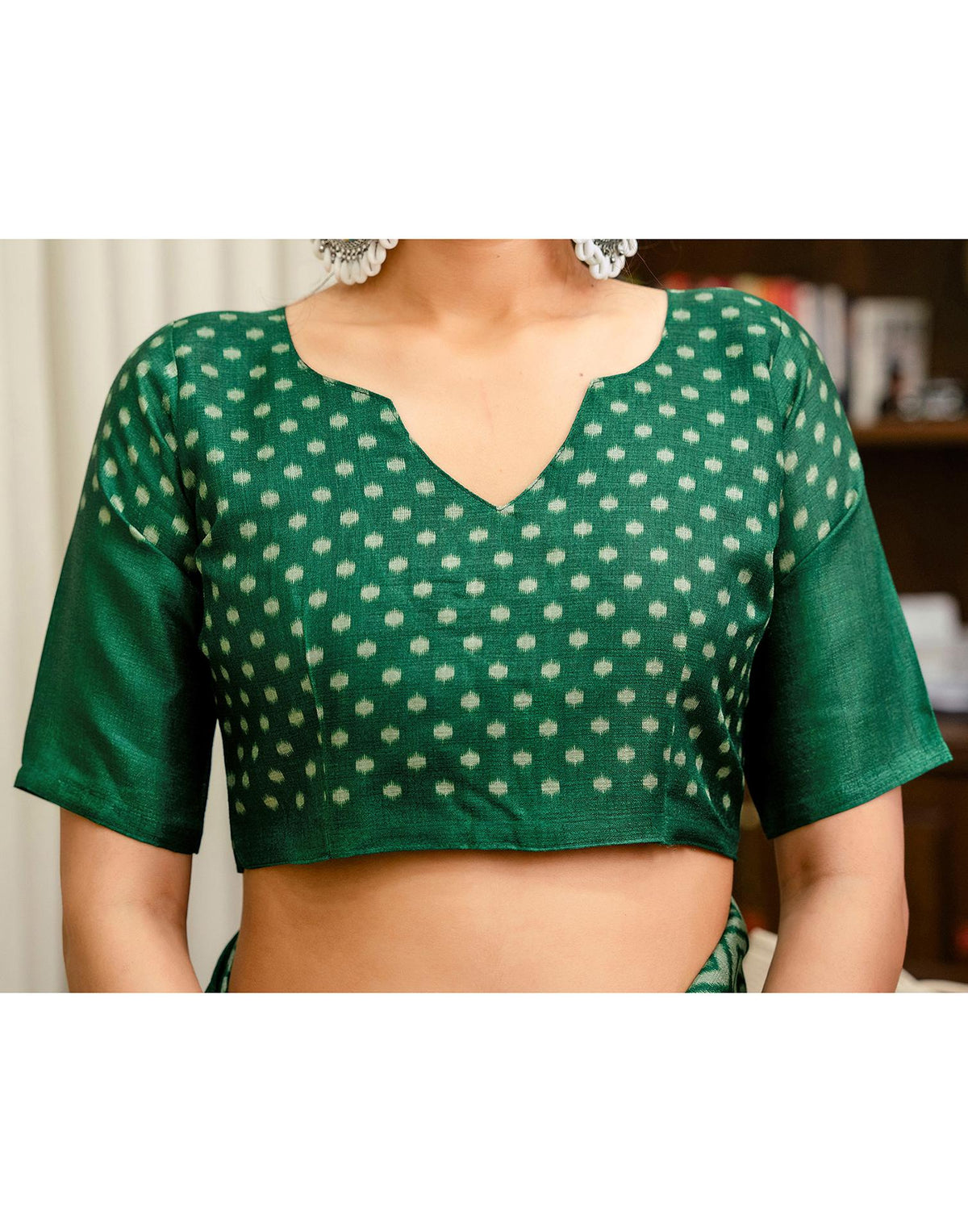 Off White Khadi Ikkat Printed Saree