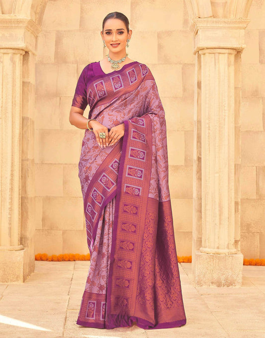 Mauve Silk Woven Kanjivaram Saree