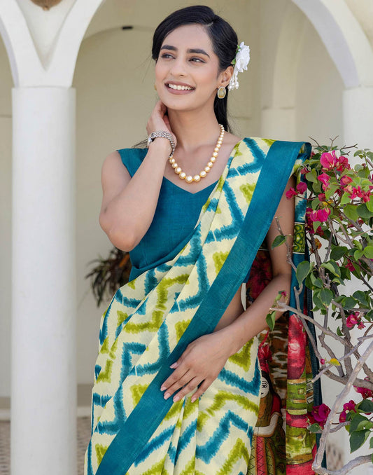 Beige Khadi Printed Saree
