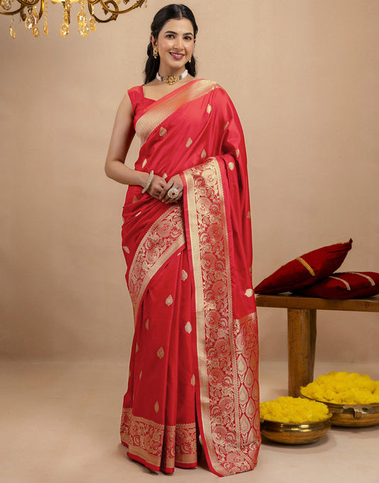 Red Silk Woven Banarasi Saree