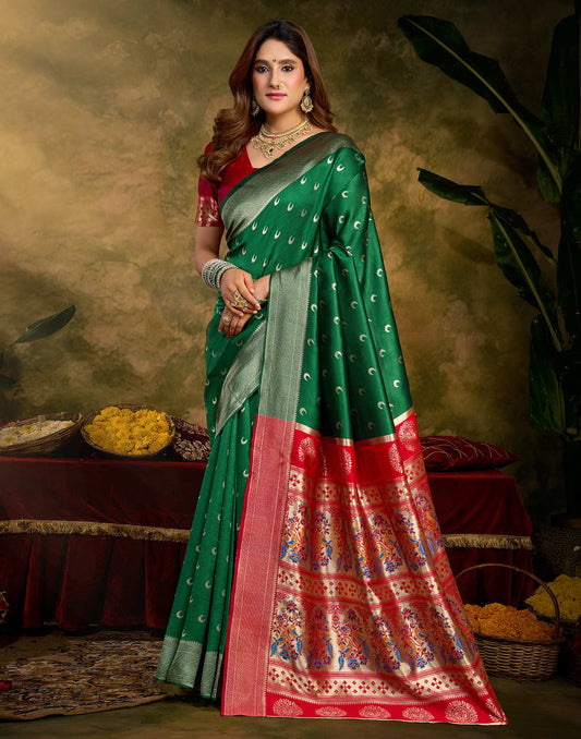 Green Silk Woven Paithani Saree