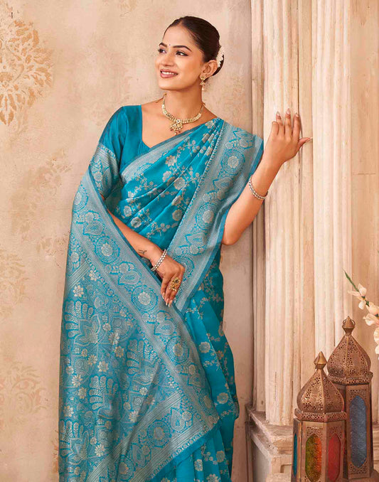 Blue Silk Woven Banarasi Saree