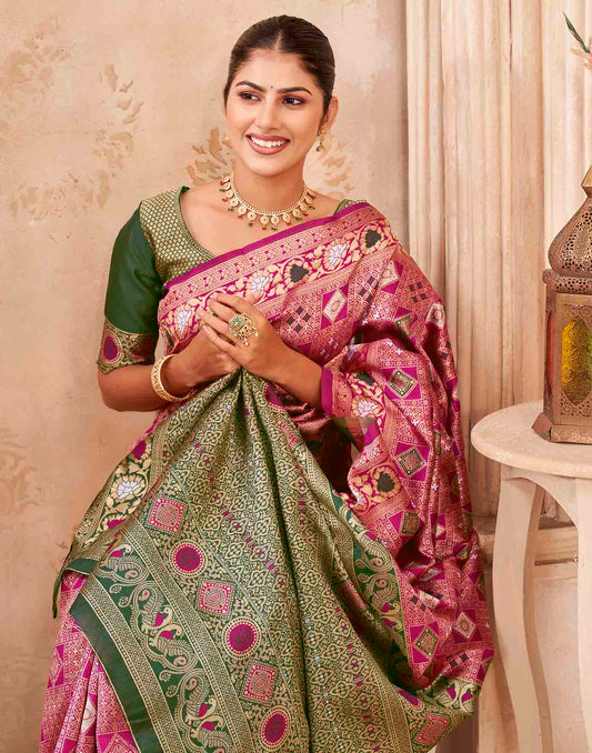 Pink Silk Woven Patola Saree